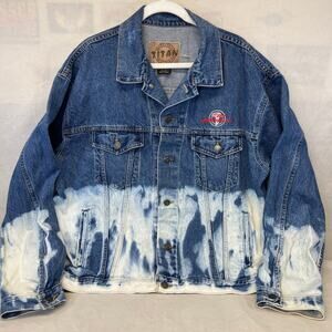 Titan Motorcycle Co of America Bleach Washed Denim Jacket Size XL CANADA Made